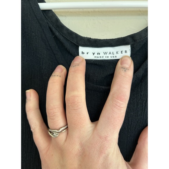 Bryn Walker Cotton Gauze Kira Midi Dress Black Lagenlook Relaxed L Resort Beach - Picture 5 of 8